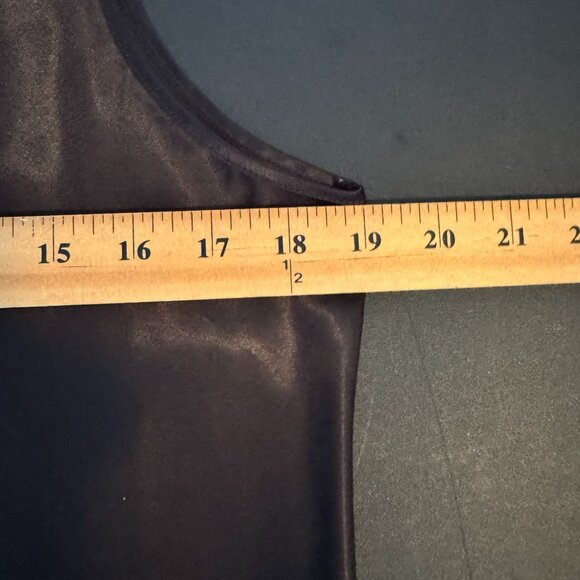 Vintage 80s Black Satin Scoop Neck Shell Tank Top, Layering, Size Large - Picture 5 of 6